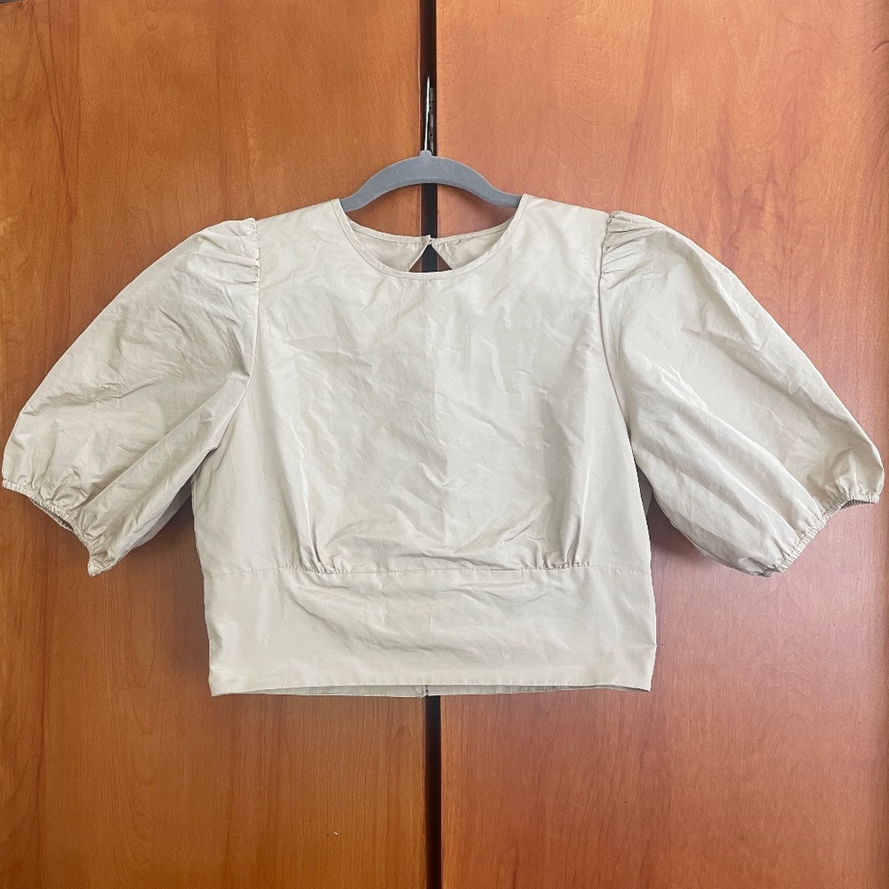 Aritzia puff sleeve open back top